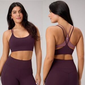 Fabletics NEW Principal Low Impact Bra Oxblood Mushroom Mauve S